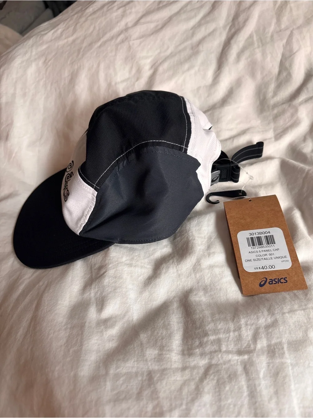 Asics Black and White Panel Running Cap